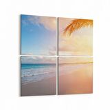 Olla 16485K4 Kumsal / Sahil Görseli Kare 4'lü Kanvas Tablo (Ölçü: 145X145)