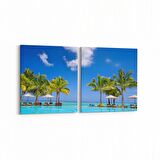 Olla 16480K2Y Kumsal / Sahil Görseli Kare 2'li Yatay Kanvas Tablo (Ölçü: 125X60)