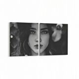 Olla 16943K2Y Model / Manken Görseli 2'li Yatay Kanvas Tablo (Ölçü: 125X60)