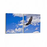 Olla 15878K2Y Gökyüzü Kuşlar Görseli Kare 2'li Yatay Kanvas Tablo (Ölçü: 125X60)