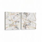 Olla 16728K2Y Mermer Desen Görsel Kare 2'li Yatay Kanvas Tablo (Ölçü: 65X30)