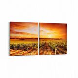 Olla 16018K2Y Günbatımı Görseli Kare 2'li Yatay Kanvas Tablo (Ölçü: 125X60)