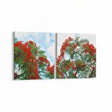 Olla 10596K2Y Ağaç Görseli Kare 2'li Yatay Kanvas Tablo (Ölçü: 125X60)