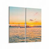 Olla 15953K4 Günbatımı Görseli Kare 4'lü Kanvas Tablo (Ölçü: 145X145)