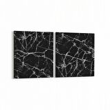 Olla 16662K2Y Mermer Desen Görsel Kare 2'li Yatay Kanvas Tablo (Ölçü: 125X60)
