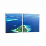 Olla 16396K2Y Kumsal / Sahil Görseli Kare 2'li Yatay Kanvas Tablo (Ölçü: 65X30)