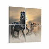 Olla 12545K4 Hayvanlar Alemi Görseli Kare 4'lü Kanvas Tablo (Ölçü: 145X145)