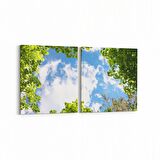 Olla 10872K2Y Ağaç Görseli Kare 2'li Yatay Kanvas Tablo (Ölçü: 85X40)