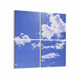 Olla 15765K4 Gökyüzü Bulut Görseli Kare 4'lü Kanvas Tablo (Ölçü: 145X145)