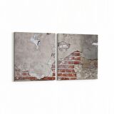 Olla 12448K2Y Beton Görseli Kare 2'li Yatay Kanvas Tablo (Ölçü: 85X40)
