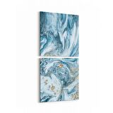 Olla 16647K2D Mermer Desen Görsel Kare 2'li Dikey Kanvas Tablo (Ölçü: 30X65)
