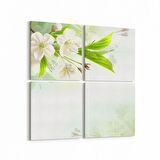 Olla 11675K4 Orkide Çiçek Görseli Kare 4'lü Kanvas Tablo (Ölçü: 125X125)