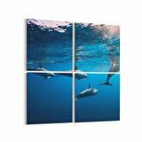Olla 12908K4 Deniz / Okyanus Görseli Kare 4'lü Kanvas Tablo (Ölçü: 145X145)