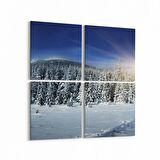 Olla 16127K4 Günbatımı Görseli Kare 4'lü Kanvas Tablo (Ölçü: 125X125)