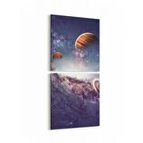 Olla 17656K2D Uzay Görseli Kare 2'li Dikey Kanvas Tablo (Ölçü: 30X65)