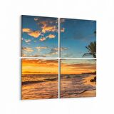 Olla 16052K4 Günbatımı Görseli Kare 4'lü Kanvas Tablo (Ölçü: 125X125)