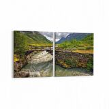 Olla 13519K2Y Doğa / Manzara Görseli Kare 2'li Yatay Kanvas Tablo (Ölçü: 105X50)