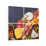 Olla 15065K4 Gıda Görseli Kare 4'lü Kanvas Tablo (Ölçü: 145X145)