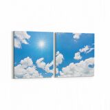 Olla 15681K2Y Gökyüzü Bulut Görseli Kare 2'li Yatay Kanvas Tablo (Ölçü: 105X50)