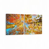 Olla 10489K2Y Ağaç Görseli Kare 2'li Yatay Kanvas Tablo (Ölçü: 85X40)