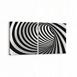 Olla 10226K2Y Abstract Girdap Görsel Kare 2'li Yatay Kanvas Tablo (Ölçü: 125X60)