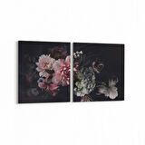 Olla 11769K2Y Çiçek Görseli Kare 2'li Yatay Kanvas Tablo (Ölçü: 145X70)