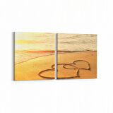 Olla 16391K2Y Kumsal / Sahil Görseli Kare 2'li Yatay Kanvas Tablo (Ölçü: 65X30)