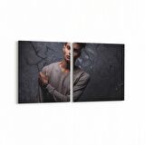 Olla 16770K2Y Model / Manken Görseli 2'li Yatay Kanvas Tablo (Ölçü: 125X60)