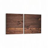 Olla 11980K2Y Ahşap Desen Görseli Kare 2'li Yatay Kanvas Tablo (Ölçü: 85X40)