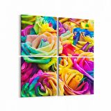 Olla 11552K4 Çiçek Görseli Kare 4'lü Kanvas Tablo (Ölçü: 145X145)