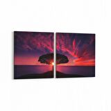 Olla 14137K2Y Doğa / Manzara Görseli Kare 2'li Yatay Kanvas Tablo (Ölçü: 65X30)