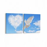 Olla 15861K2Y Gökyüzü Kuşlar Görseli Kare 2'li Yatay Kanvas Tablo (Ölçü: 65X30)
