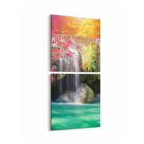Olla 13969K2D Doğa / Manzara Görseli Kare 2'li Dikey Kanvas Tablo (Ölçü: 30X65)