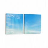 Olla 15502K2Y Gökyüzü Bulut Görseli Kare 2'li Yatay Kanvas Tablo (Ölçü: 85X40)