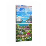 Olla 14262K2D Doğa / Manzara Görseli Kare 2'li Dikey Kanvas Tablo (Ölçü: 30X65)
