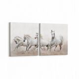 Olla 12638K2Y Hayvanlar Alemi Görseli Kare 2'li Yatay Kanvas Tablo (Ölçü: 85X40)