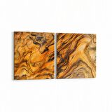 Olla 16651K2Y Mermer Desen Görsel Kare 2'li Yatay Kanvas Tablo (Ölçü: 125X60)