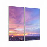 Olla 15927K4 Günbatımı Görseli Kare 4'lü Kanvas Tablo (Ölçü: 145X145)
