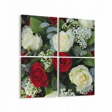 Olla 11610K4 Çiçek Görseli Kare 4'lü Kanvas Tablo (Ölçü: 65X65)