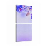 Olla 11689K2D Orkide Çiçek Görseli Kare 2'li Dikey Kanvas Tablo (Ölçü: 30X65)