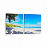 Olla 16349K2Y Kumsal / Sahil Görseli Kare 2'li Yatay Kanvas Tablo (Ölçü: 125X60)