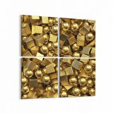 Olla 10019K4 Abstract 3 Boyut Görsel Kare 4'lü Kanvas Tablo (Ölçü: 105X105)