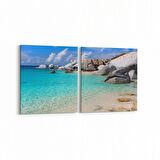 Olla 16561K2Y Kumsal / Sahil Görseli Kare 2'li Yatay Kanvas Tablo (Ölçü: 105X50)