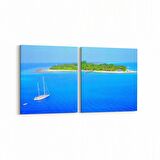 Olla 16569K2Y Kumsal / Sahil Görseli Kare 2'li Yatay Kanvas Tablo (Ölçü: 145X70)
