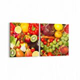 Olla 15016K2Y Gıda Görseli Kare 2'li Yatay Kanvas Tablo (Ölçü: 85X40)