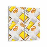 Olla 15222K4 Gıda Görseli Kare 4'lü Kanvas Tablo (Ölçü: 145X145)