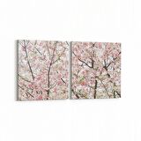 Olla 10994K2Y Ağaç Görseli Kare 2'li Yatay Kanvas Tablo (Ölçü: 125X60)