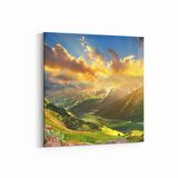 Olla 15957K Günbatımı Görseli Kare Kanvas Tablo (Ölçü: 25X25)