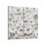 Olla 11597K4 Çiçek Görseli Kare 4'lü Kanvas Tablo (Ölçü: 145X145)