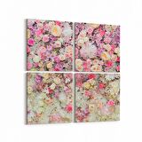 Olla 11583K4 Çiçek Görseli Kare 4'lü Kanvas Tablo (Ölçü: 145X145)